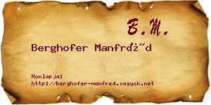 Berghofer Manfréd névjegykártya